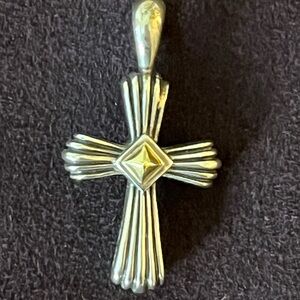 RARE LAGOS Sterling Silver 18k yellow gold Cross Pendant